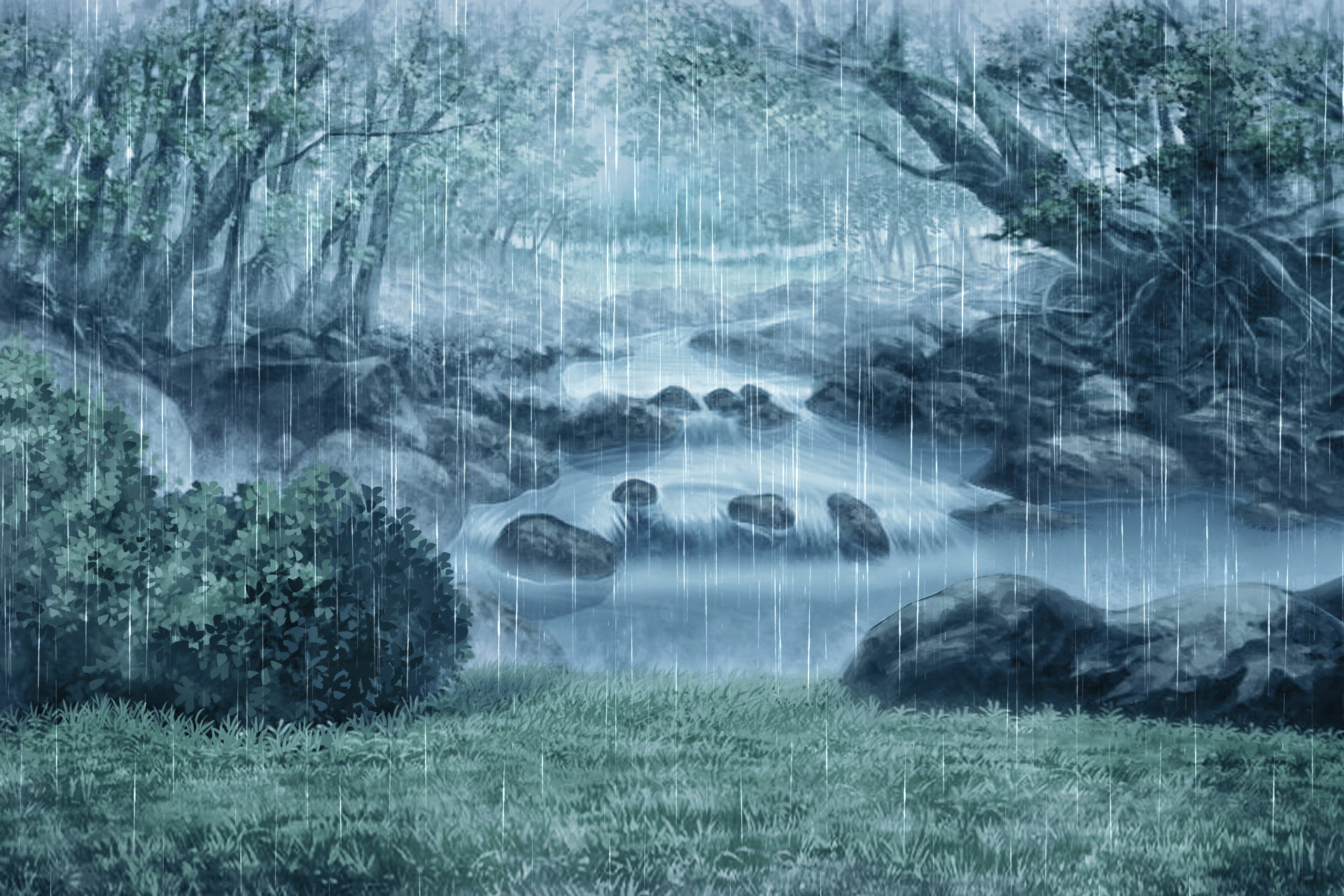 単品5種背景素材v12b森の川