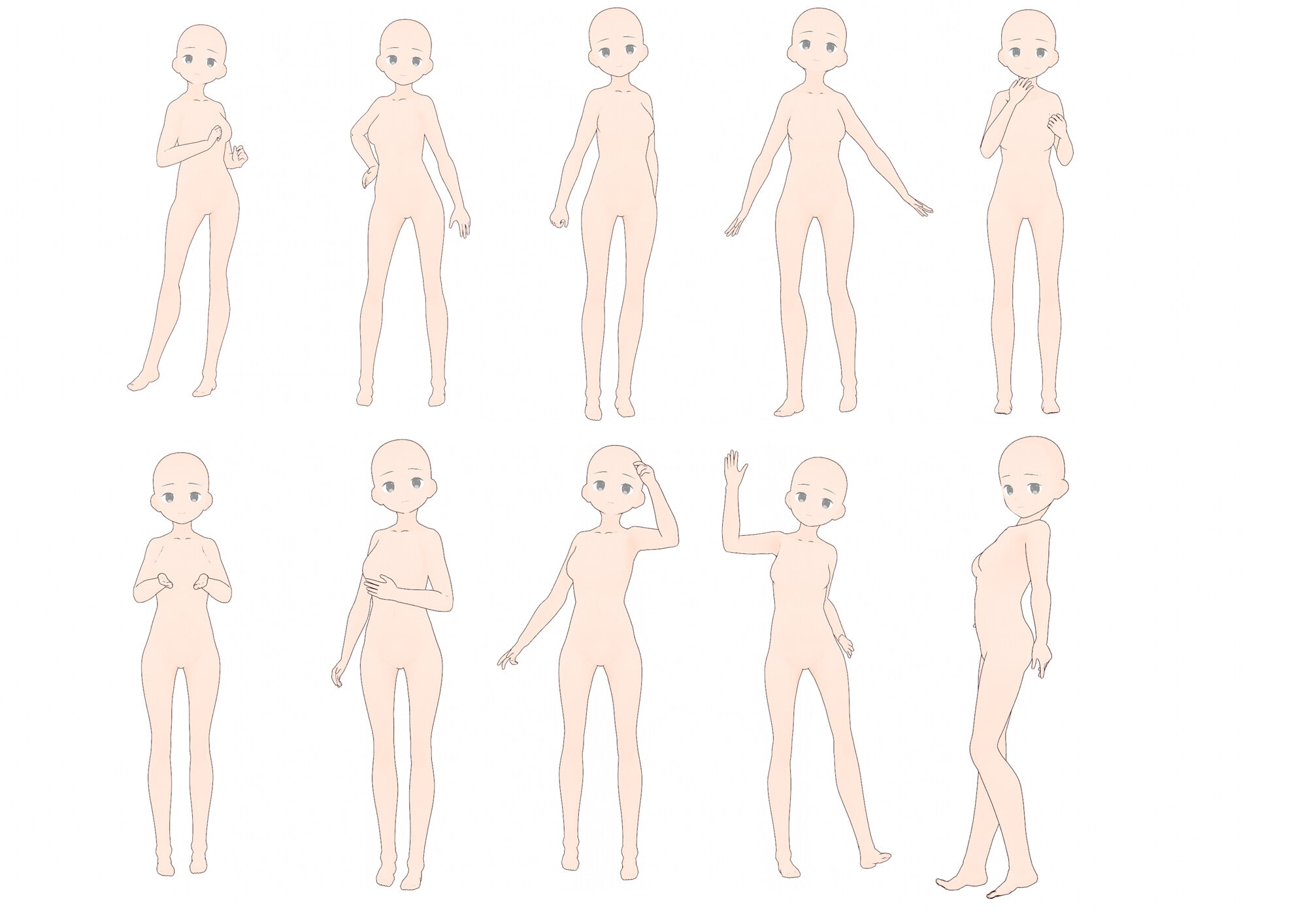 【トレス素材】女の子立ち姿ポーズ集50【商用利用可】