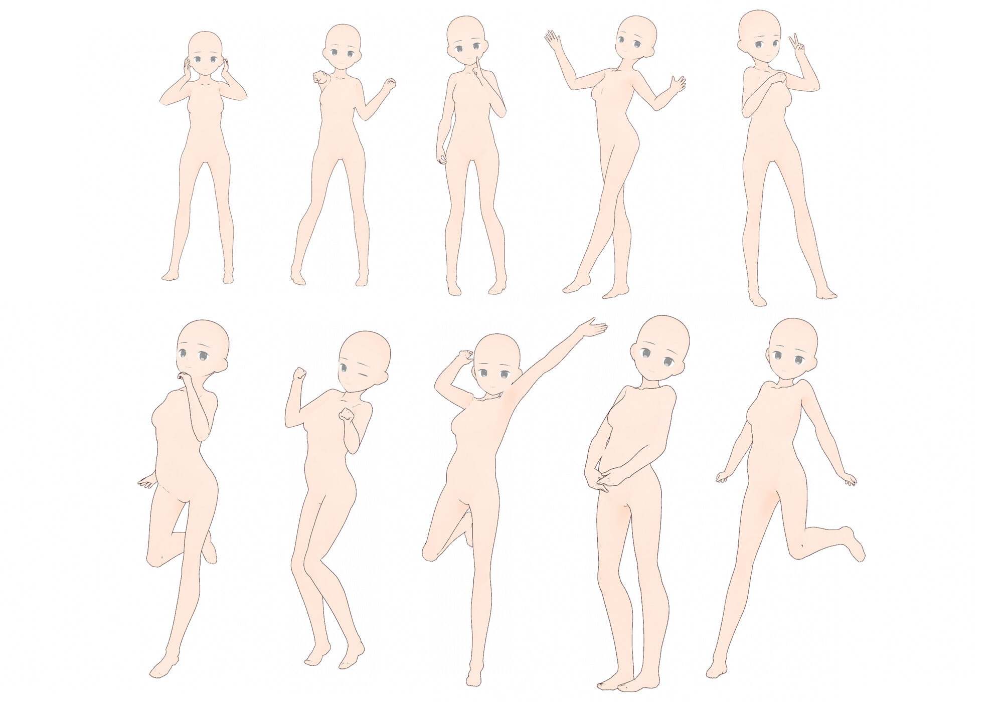 【トレス素材】女の子立ち姿ポーズ集50【商用利用可】