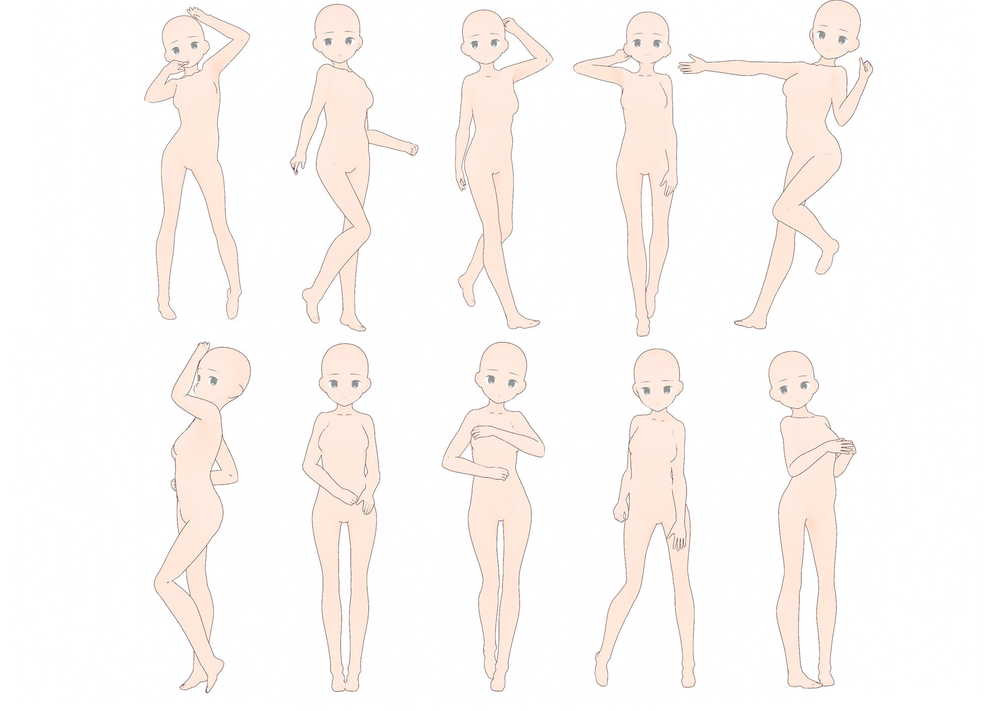 【トレス素材】女の子立ち姿ポーズ集50【商用利用可】