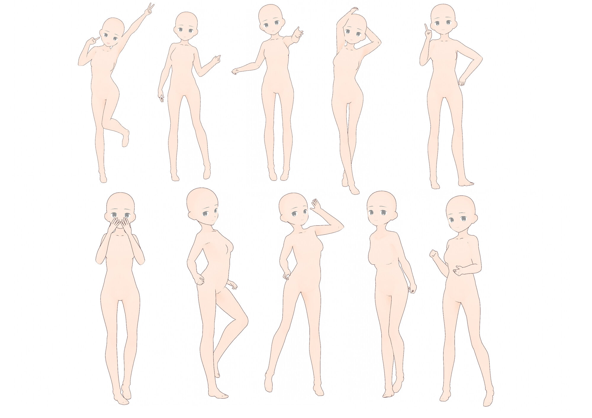 【トレス素材】女の子立ち姿ポーズ集50【商用利用可】