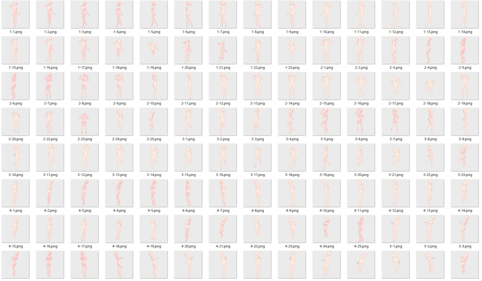 【トレス素材】女の子立ち姿ポーズ集50【商用利用可】