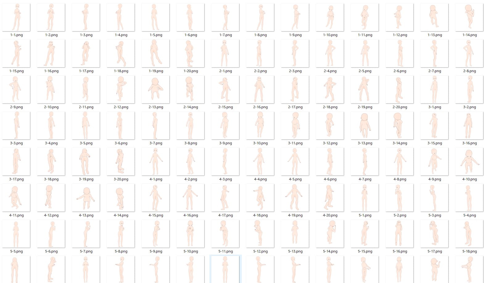 【トレス素材】女の子立ち姿ポーズ集50【商用利用可】