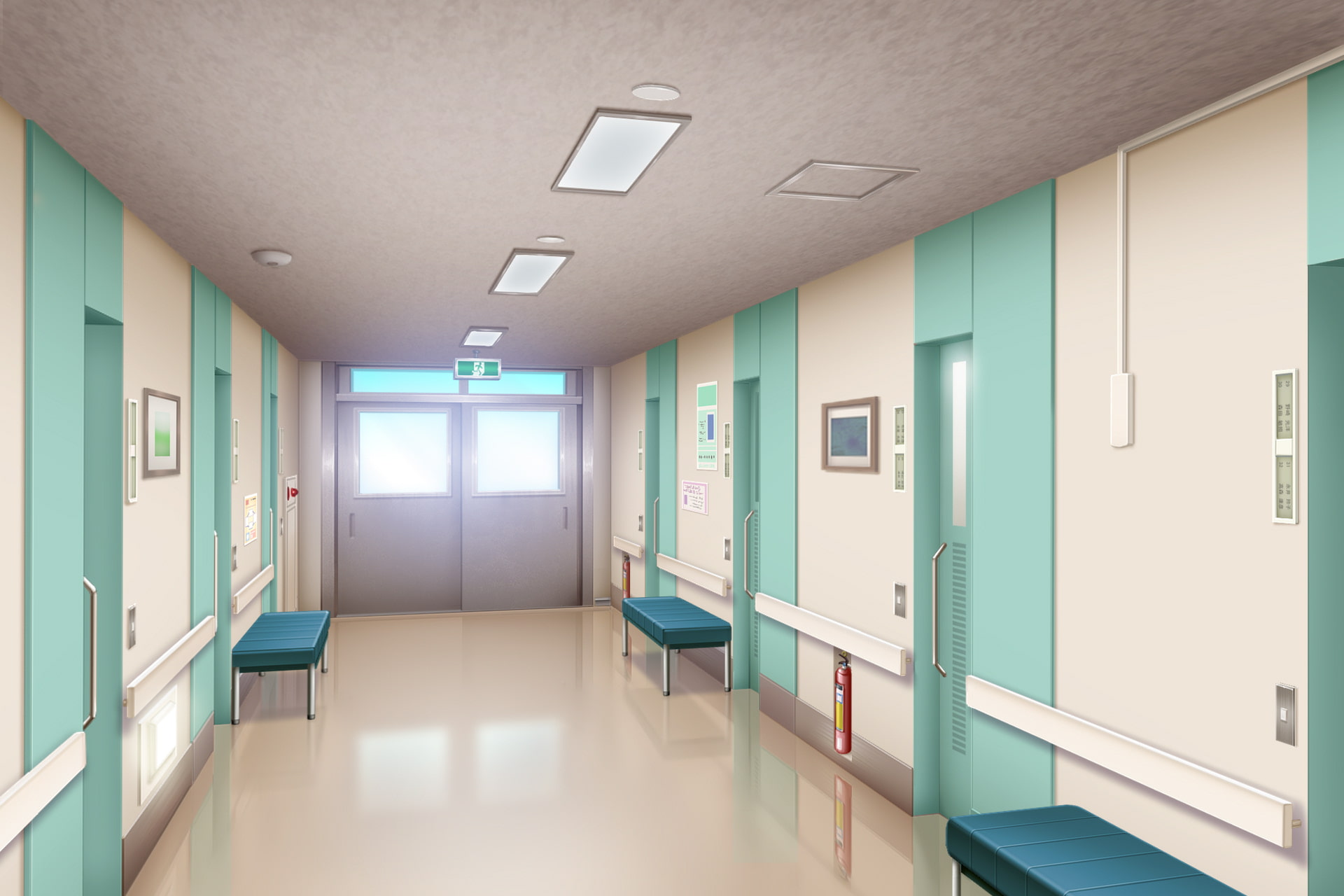 単品5種背景素材v38b病院廊下
