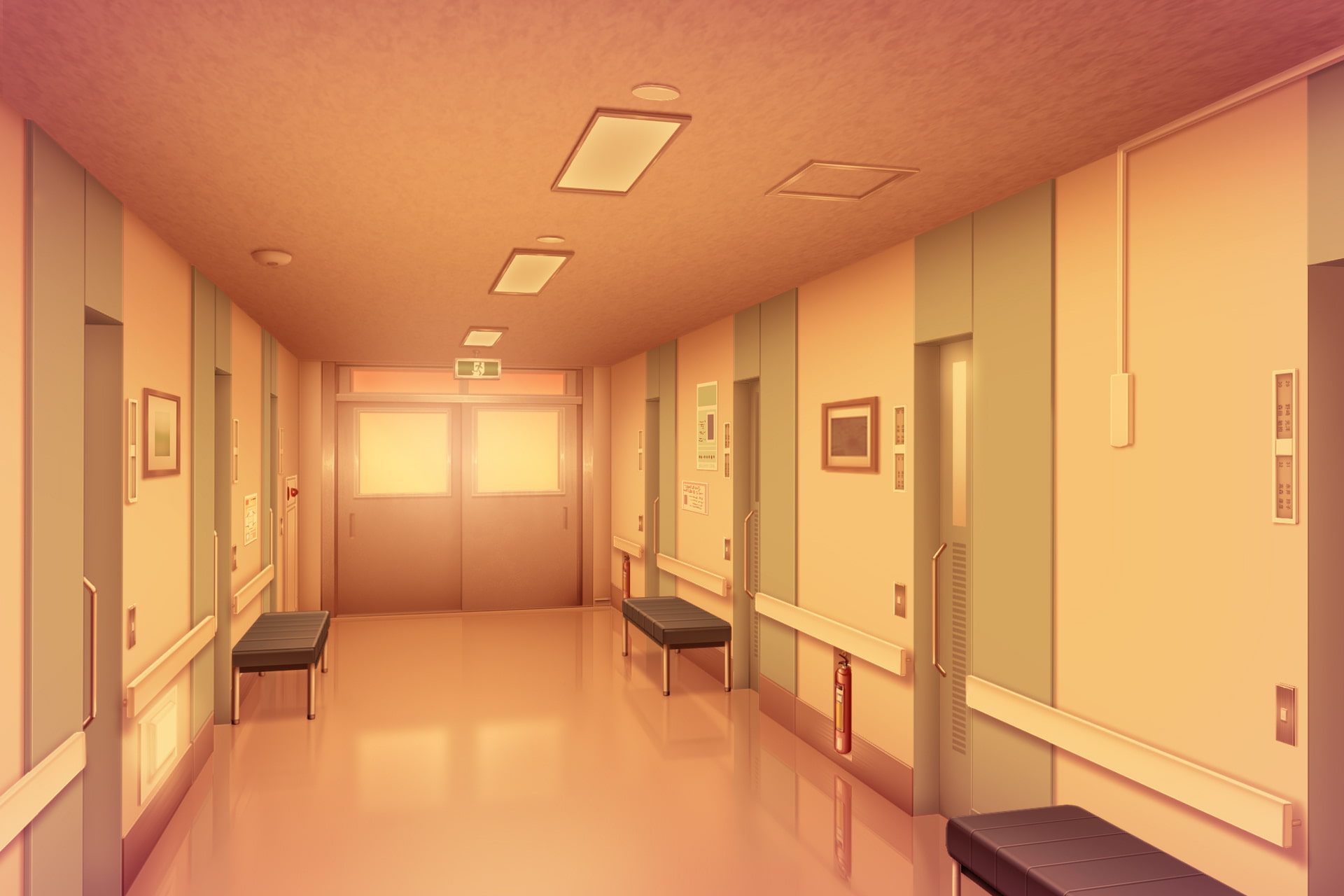 単品5種背景素材v38b病院廊下