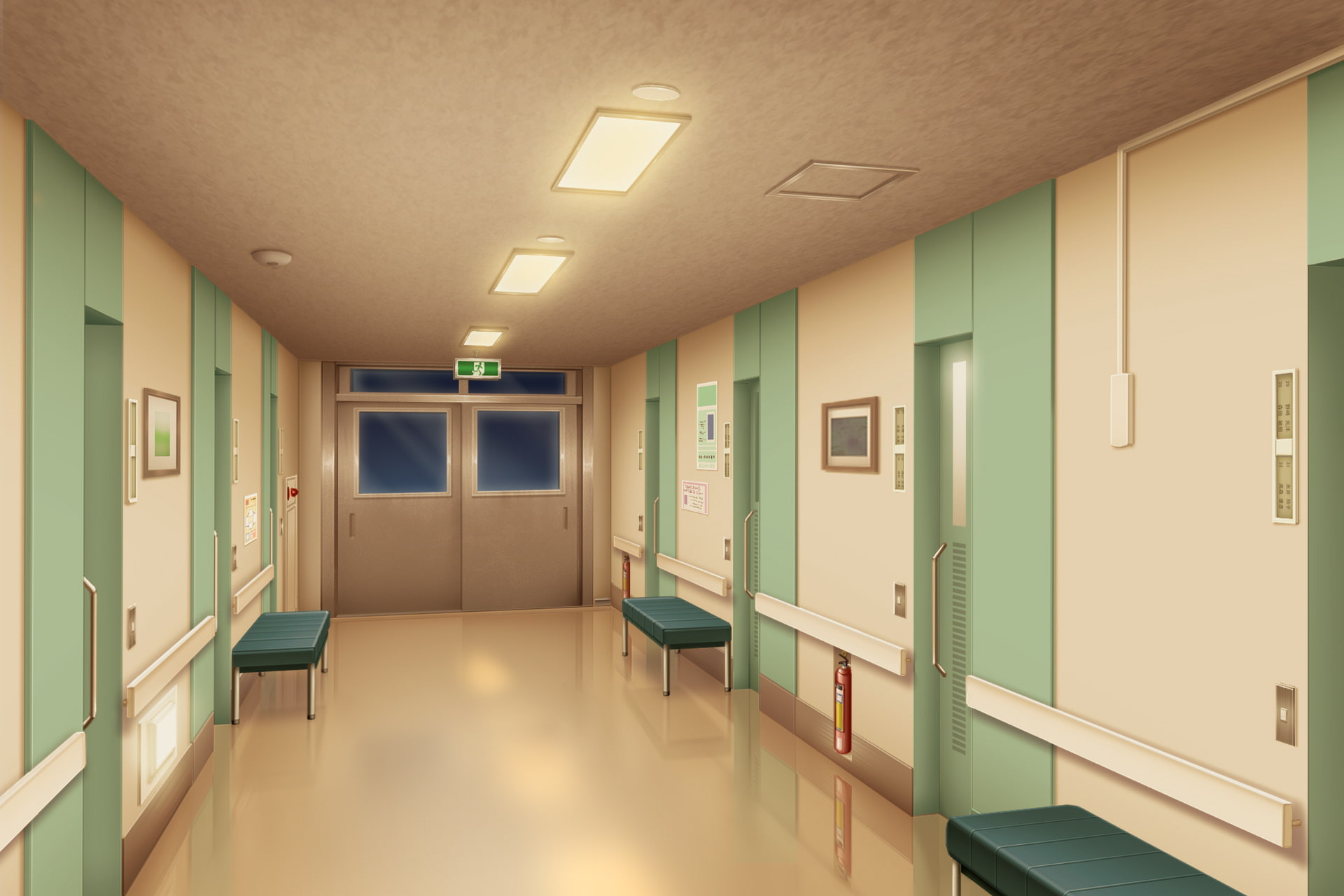単品5種背景素材v38b病院廊下