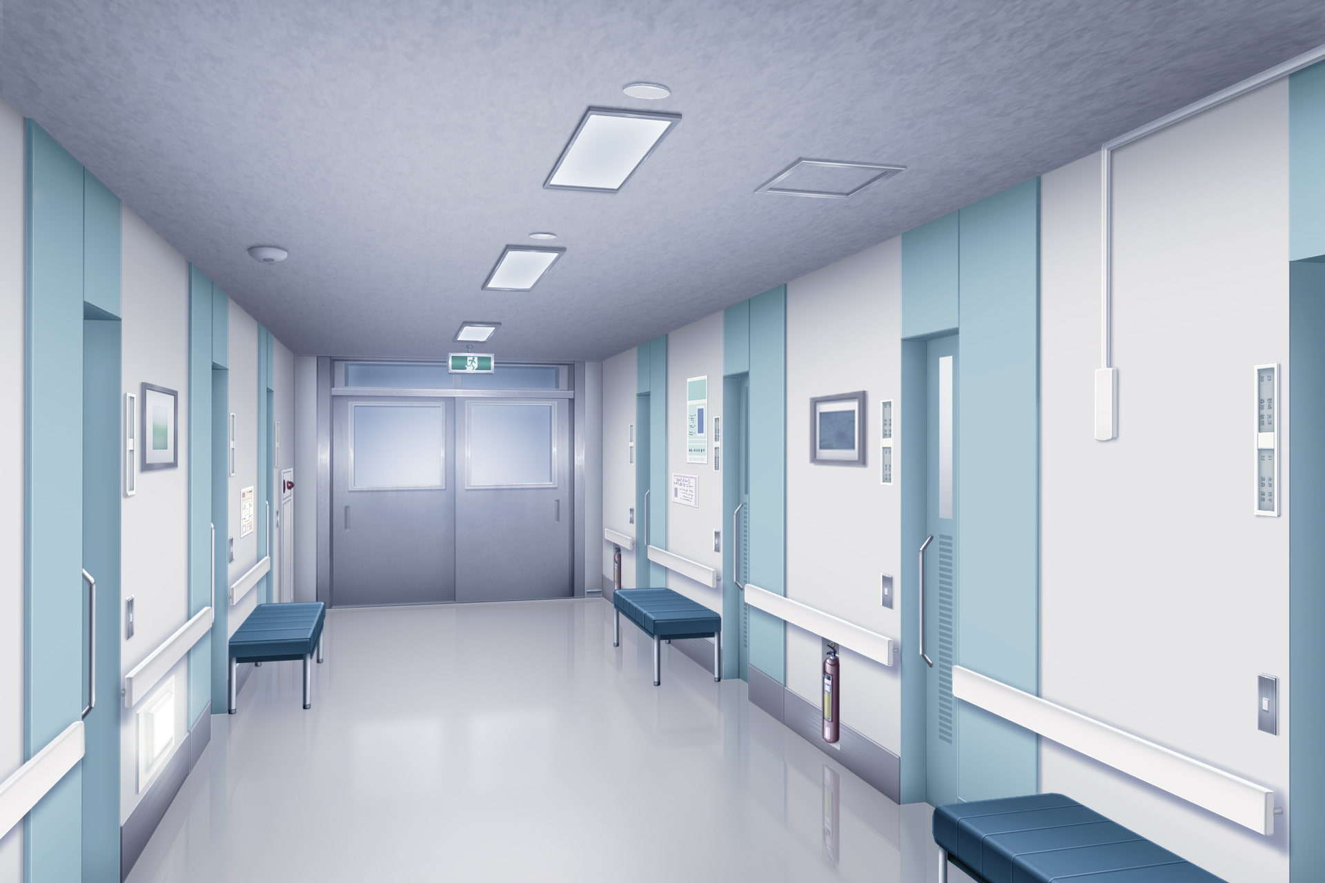 単品5種背景素材v38b病院廊下