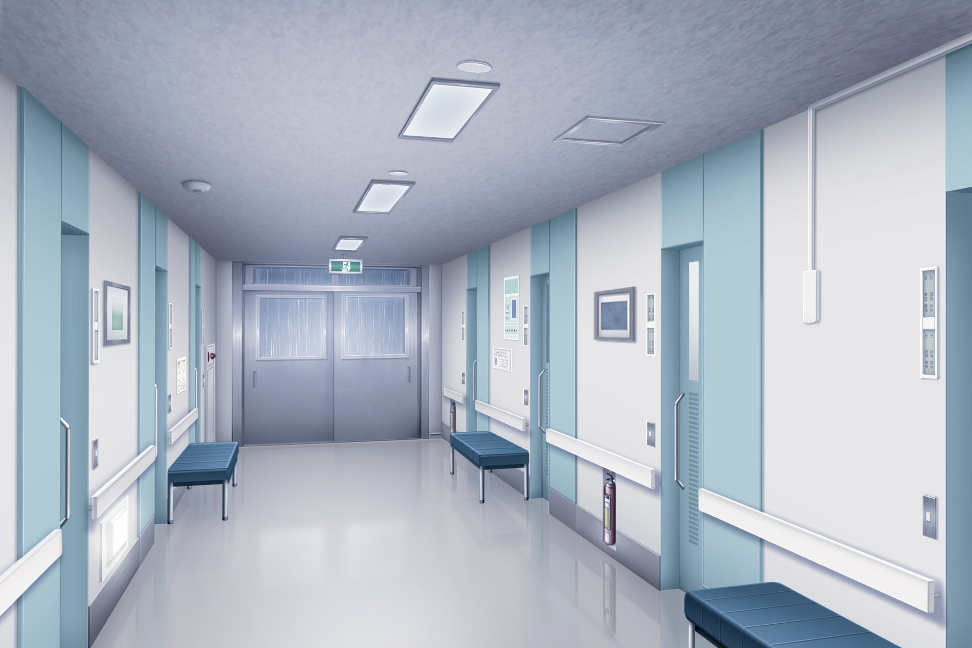 単品5種背景素材v38b病院廊下