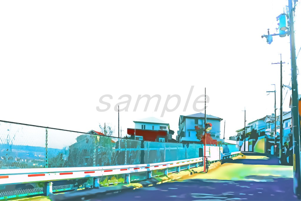 丘の上の町 【背景素材_夕方差分+空くり抜きセット】