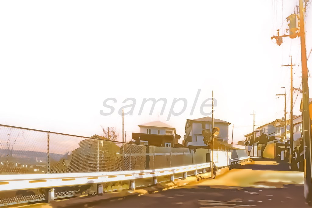 丘の上の町 【背景素材_夕方差分+空くり抜きセット】