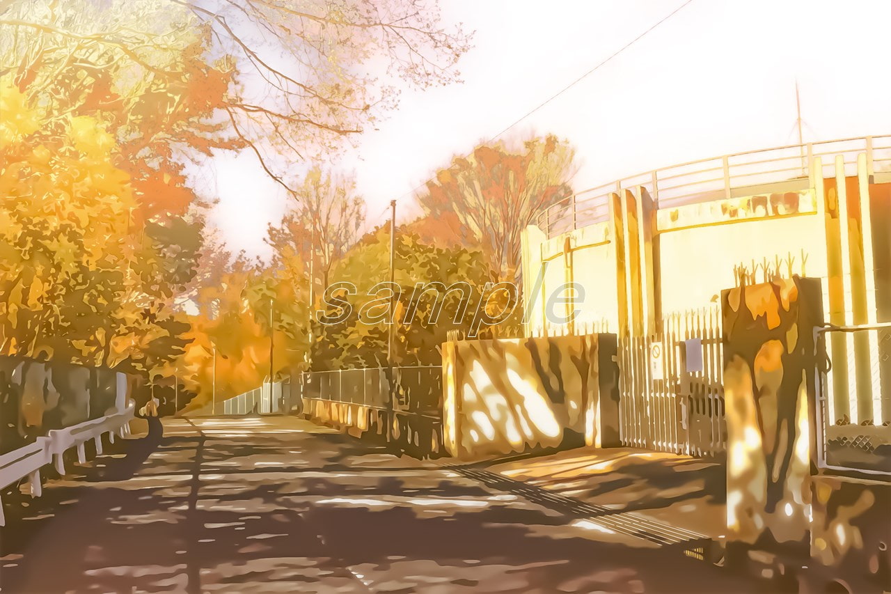 山の中の施設【背景素材_夕方差分+空くり抜きセット】