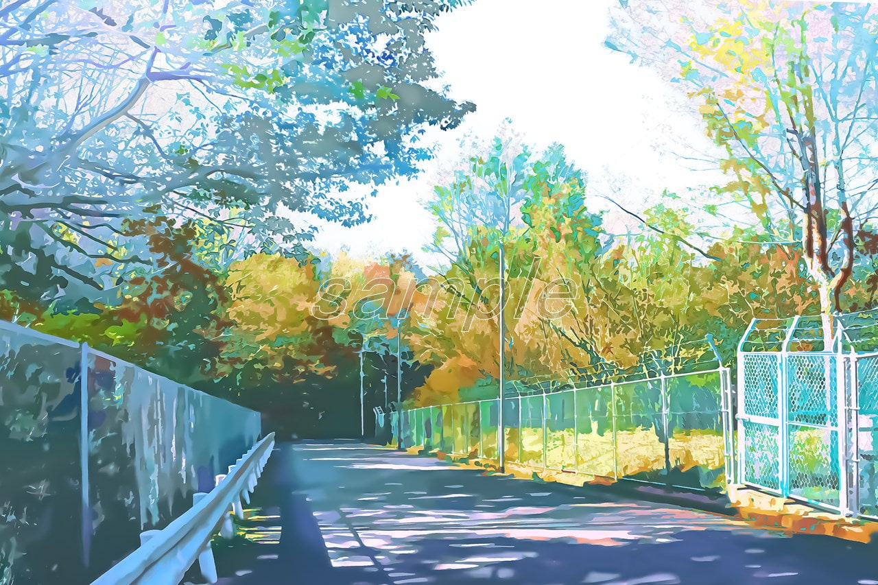 山の中の道路【背景素材_夕方差分+空くり抜きセット】