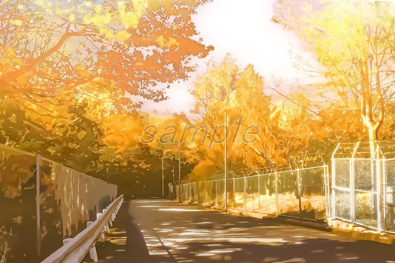 山の中の道路【背景素材_夕方差分+空くり抜きセット】