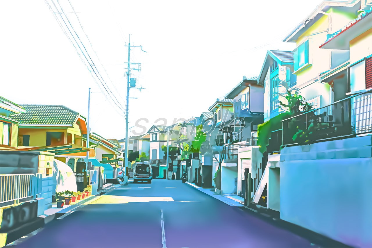 閑静な住宅街1【背景素材_夕方差分+空くり抜きセット】
