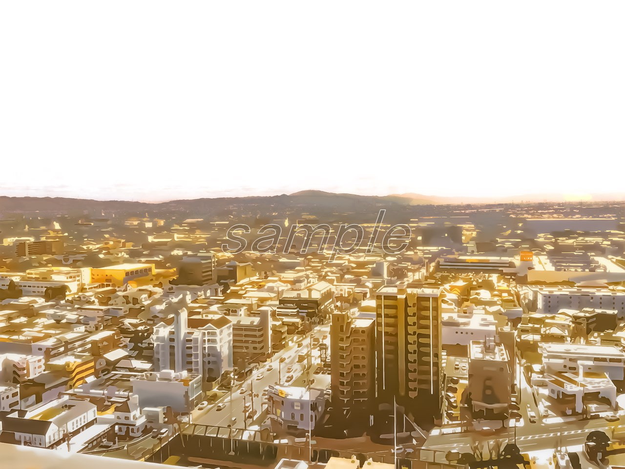 都会の景観【背景素材_夕方差分+空くり抜きセット】