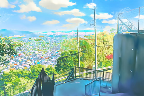 町を見渡せる階段の上【背景素材_夕方差分+空くり抜きセット】