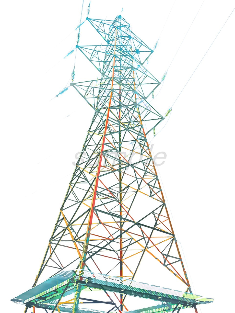 鉄塔【背景素材_夕方差分+空くり抜きセット】