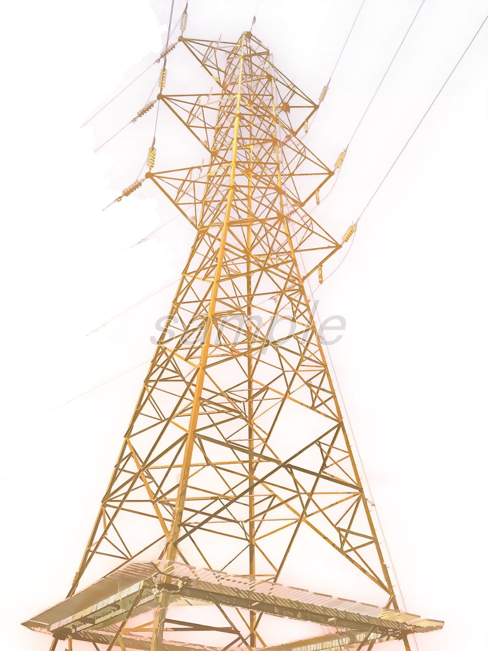 鉄塔【背景素材_夕方差分+空くり抜きセット】