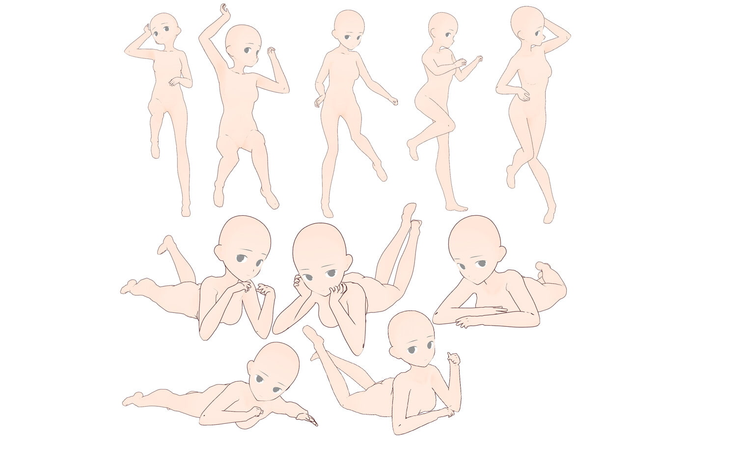 【トレスフリー】寝転ぶ女の子のポーズ集30【商用利用可能】