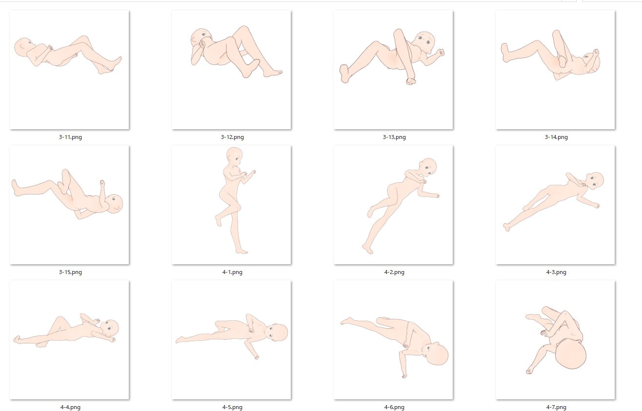 【トレスフリー】寝転ぶ女の子のポーズ集30【商用利用可能】