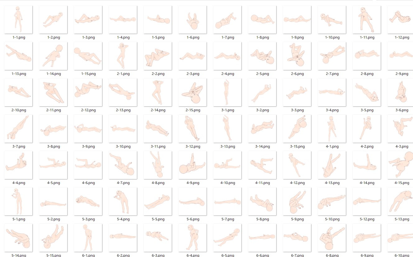 【トレスフリー】寝転ぶ女の子のポーズ集30【商用利用可能】