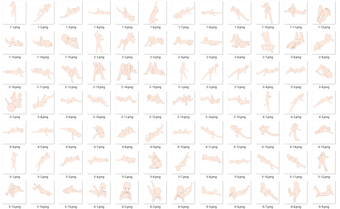 【トレスフリー】寝転ぶ女の子のポーズ集30【商用利用可能】