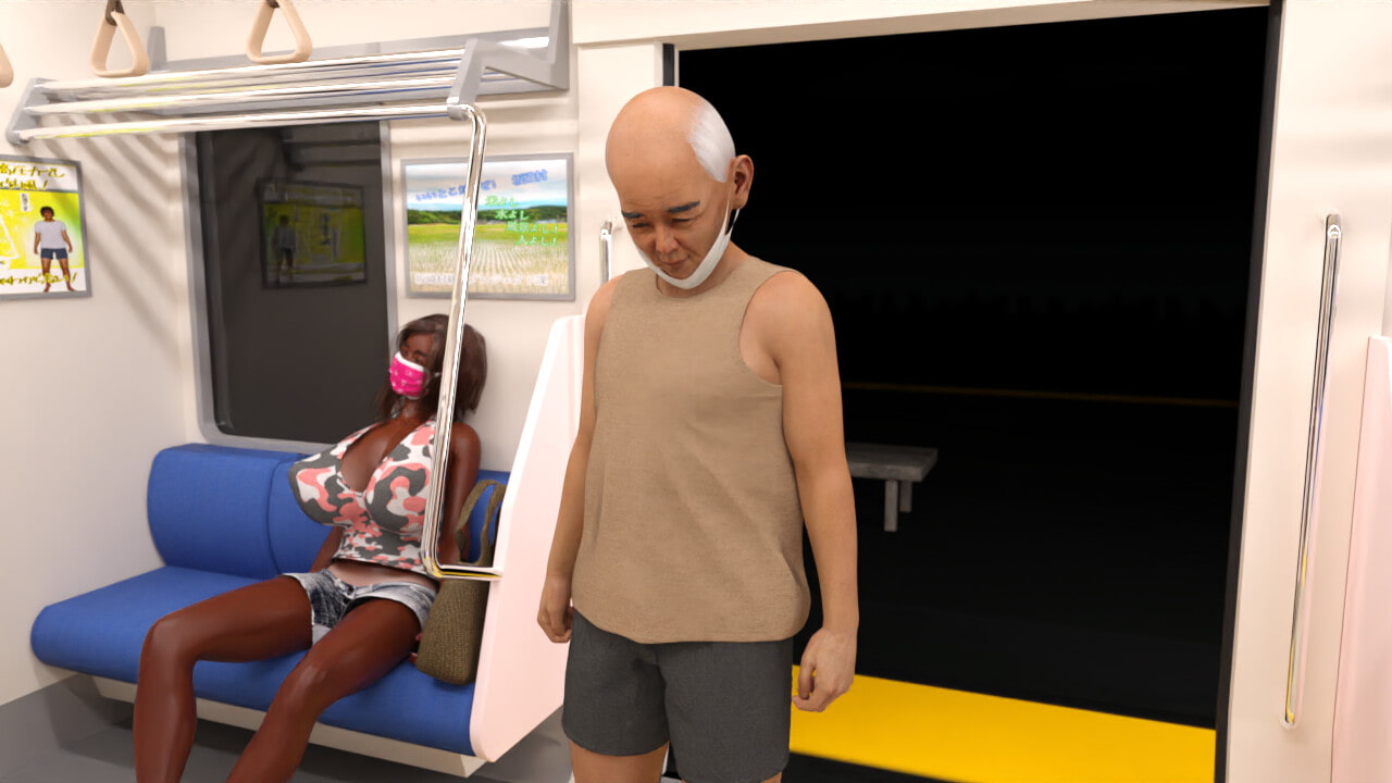 爆乳のギャルが誰もいない電車で泥酔爆睡してたのでおじいさんはセックスした