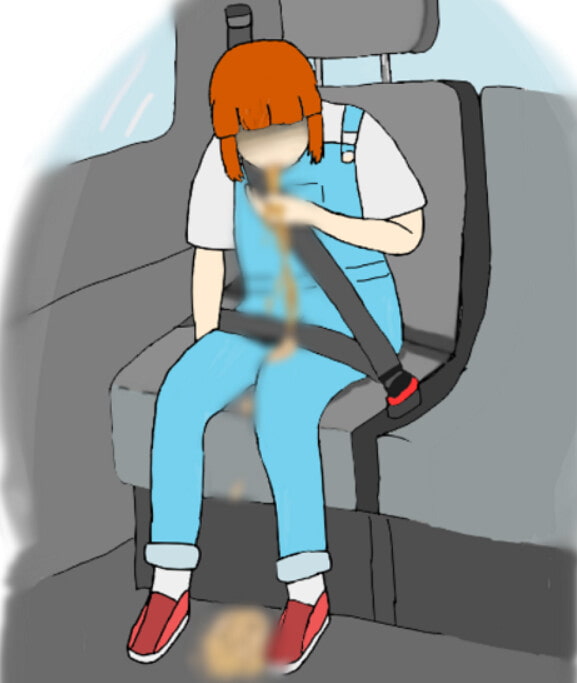 爆音!垂れ流し!男の娘の車酔いゲロ