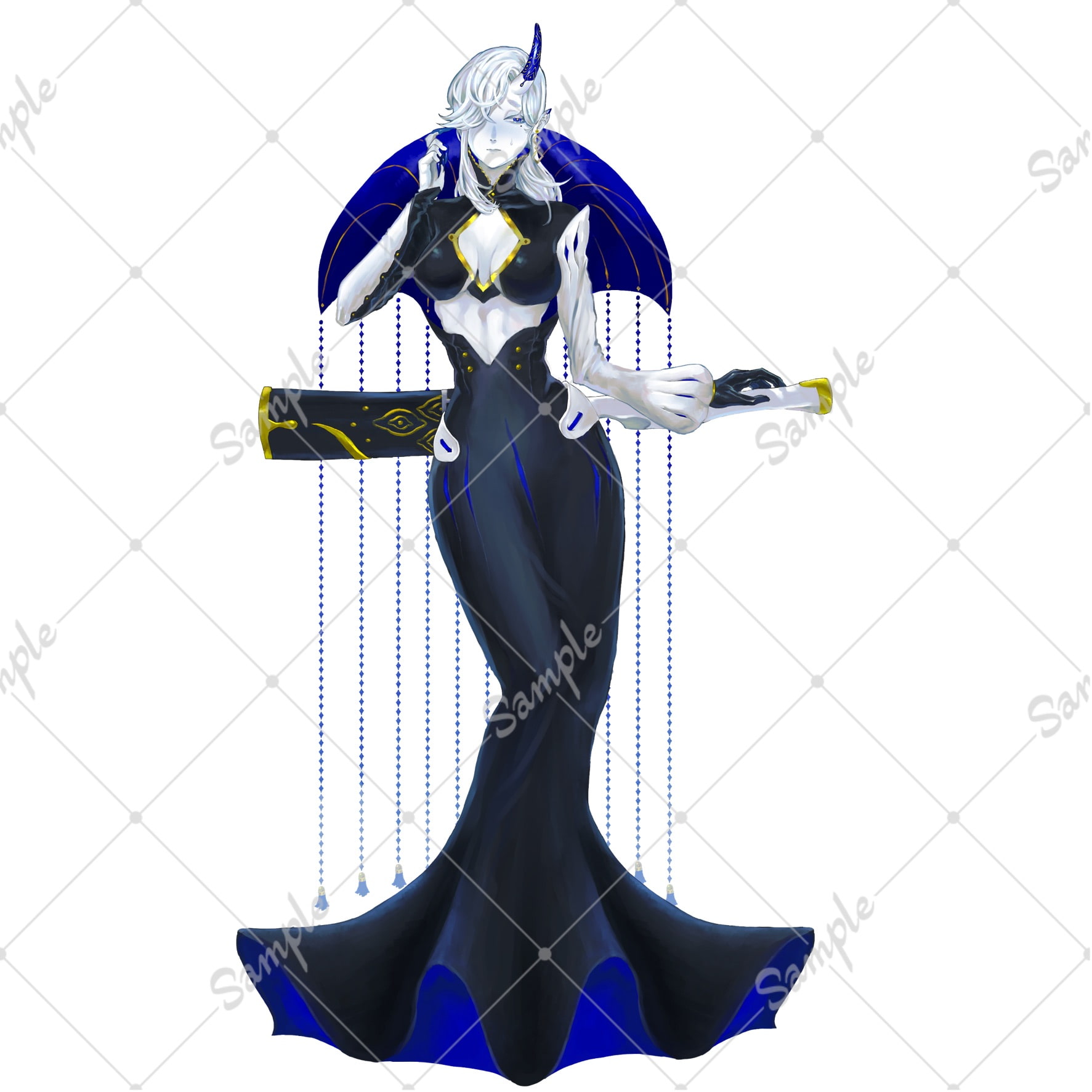 半人外お姉さん立ち絵素材【表情差分4種・デフォルメキャラ付】