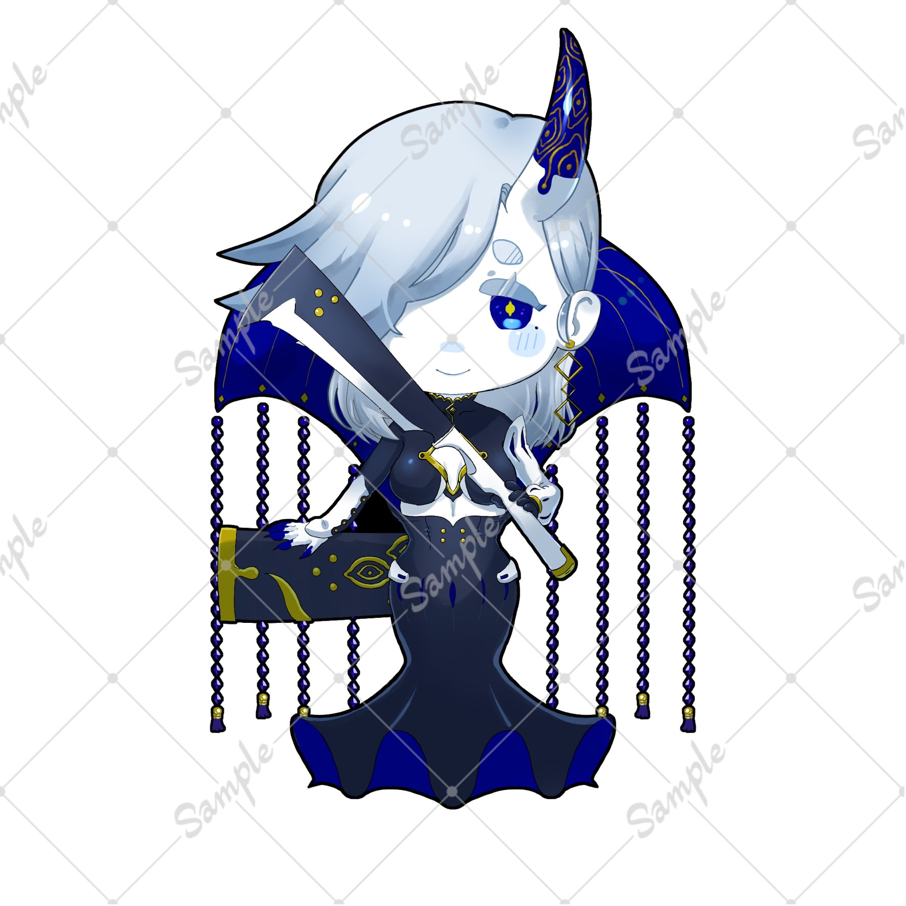 半人外お姉さん立ち絵素材【表情差分4種・デフォルメキャラ付】