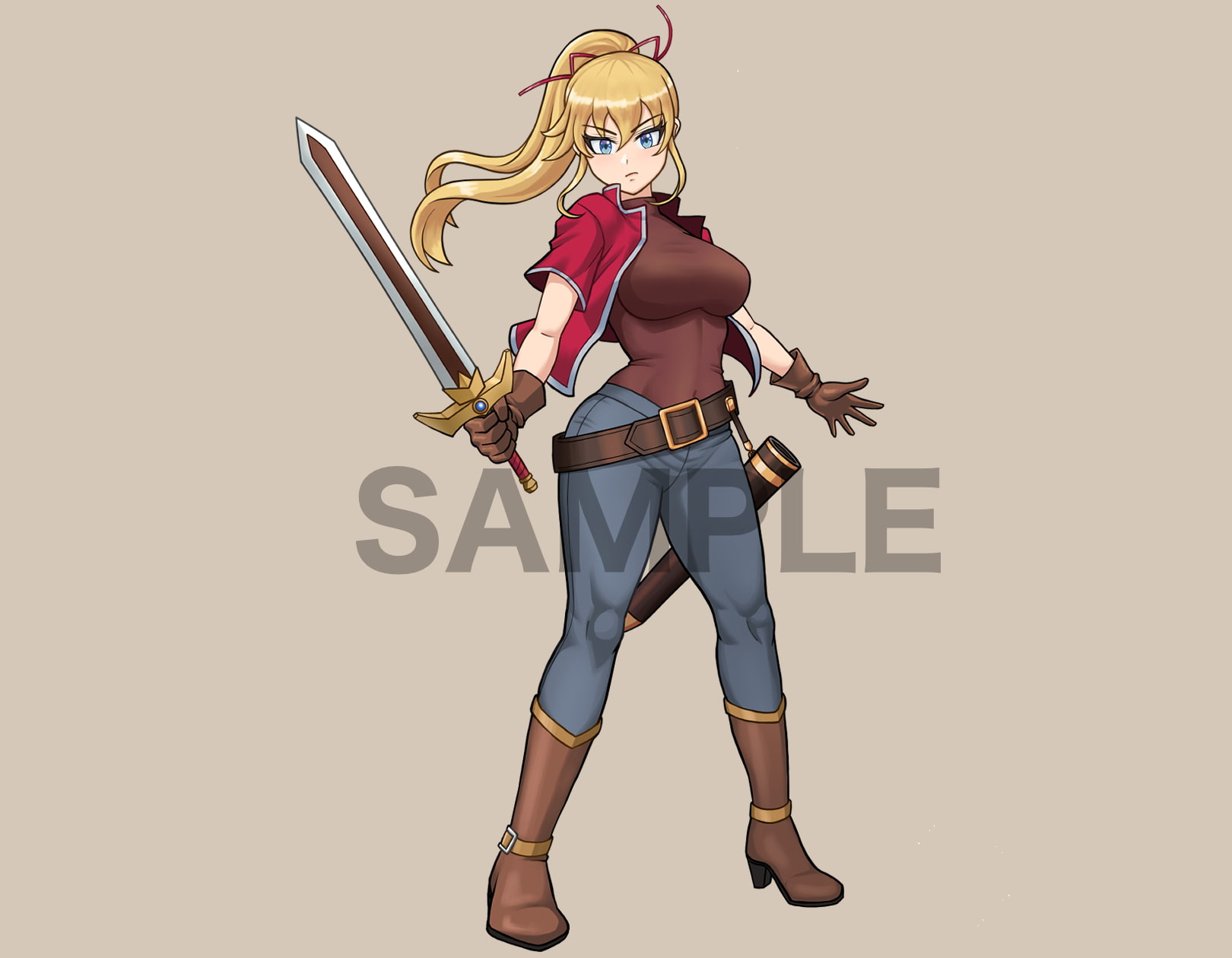 立ち絵素材、女剣士、C02