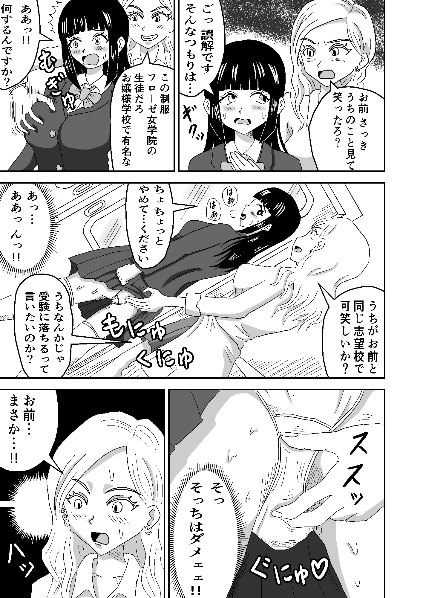 お嬢様の僕、フタナリギャルに電車の連結部分で連結痴漢されました