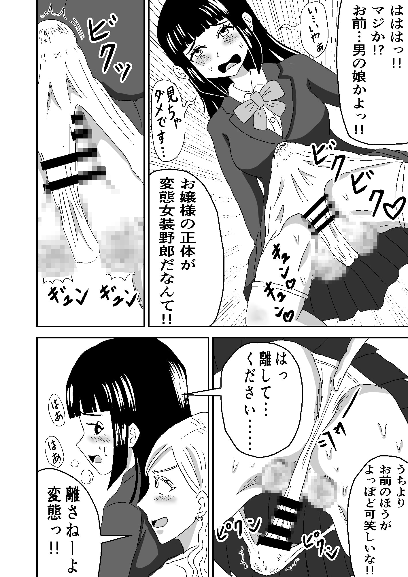 お嬢様の僕、フタナリギャルに電車の連結部分で連結痴漢されました