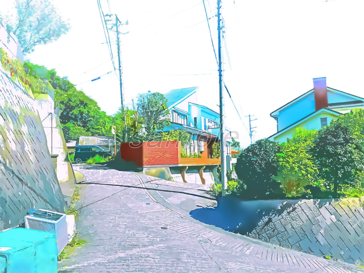 閑静な住宅地2【背景素材_夕方差分+空くり抜きセット】