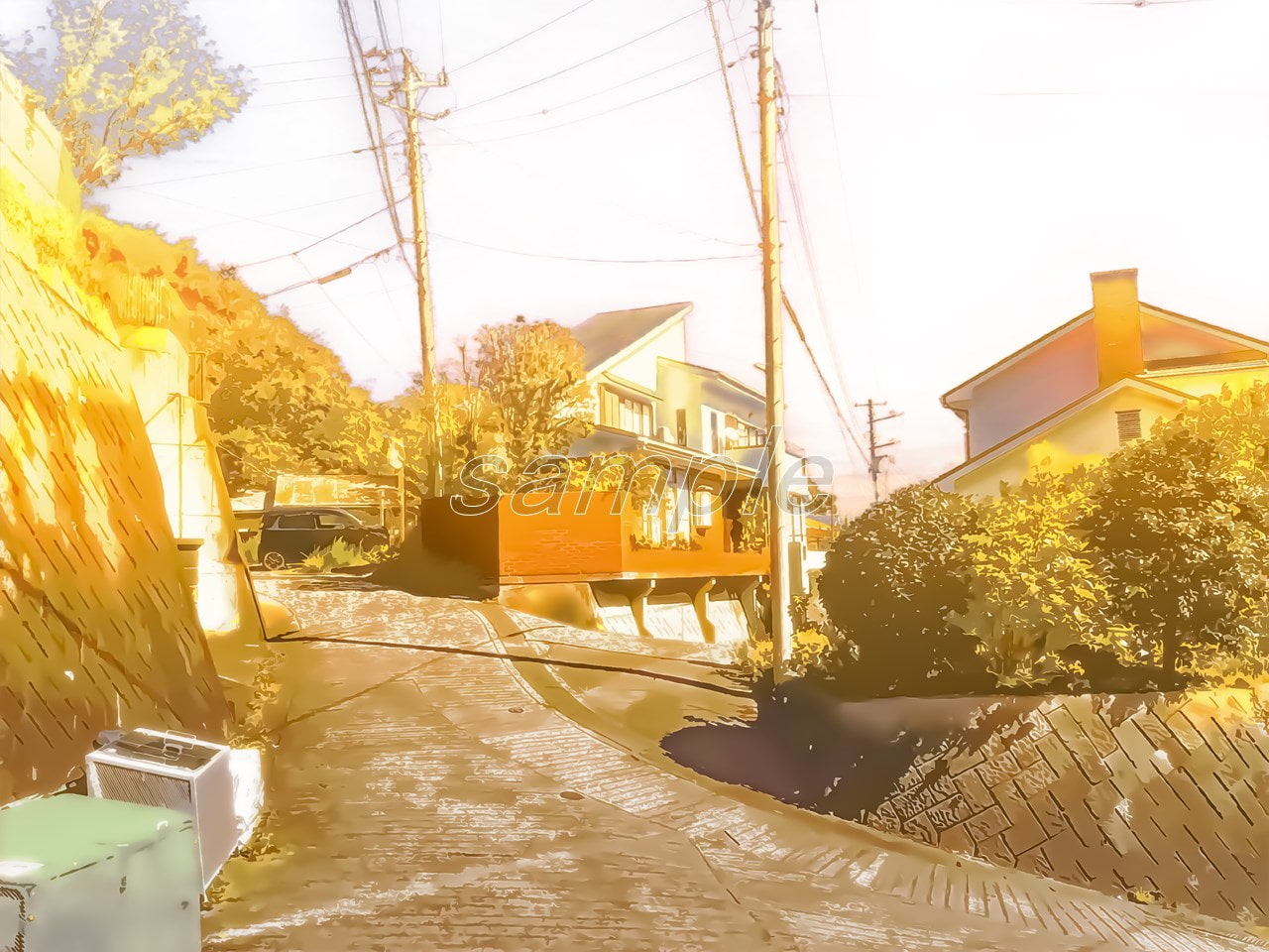 閑静な住宅地2【背景素材_夕方差分+空くり抜きセット】