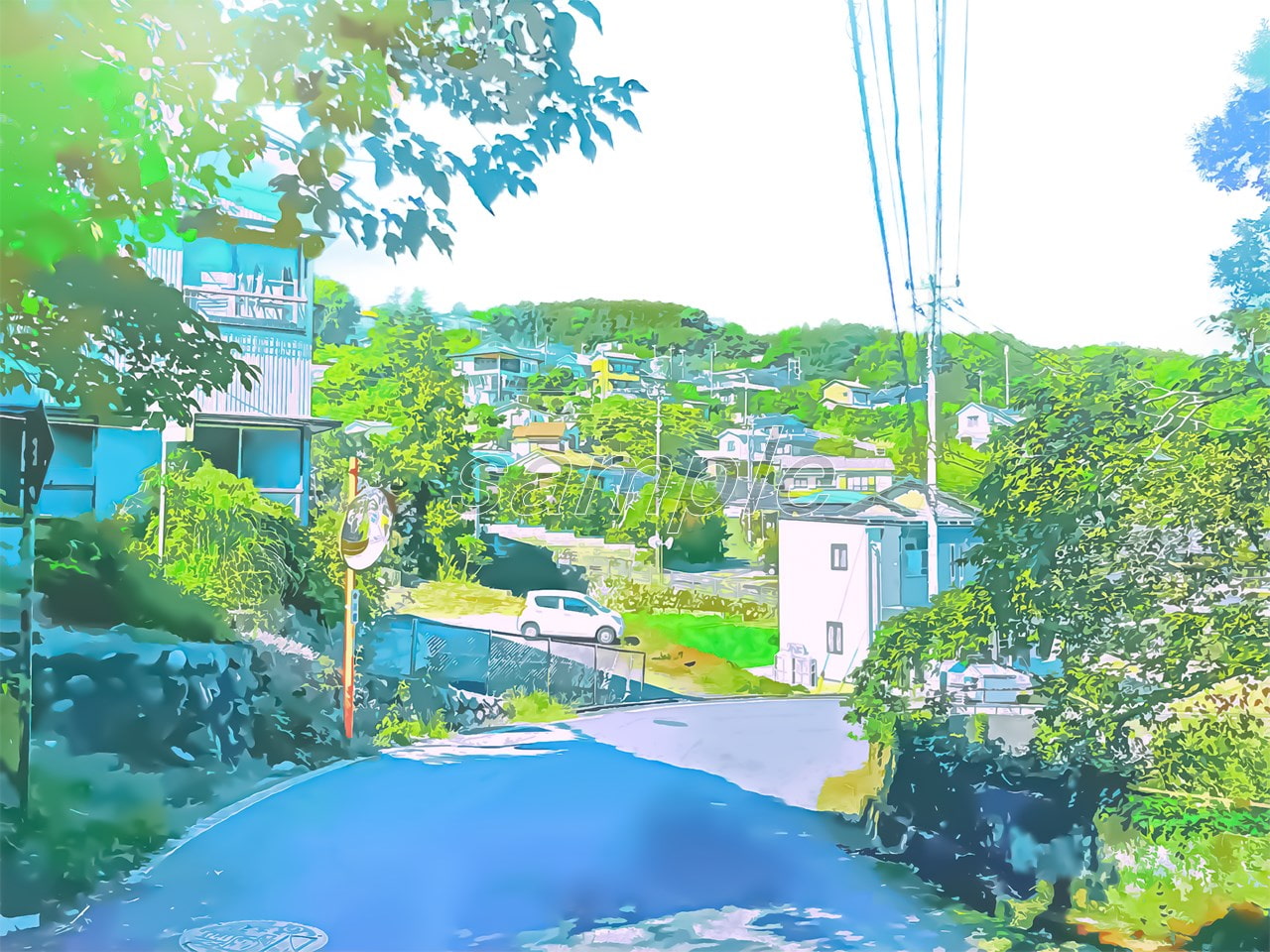 田舎道2【背景素材_夕方差分+空くり抜きセット】