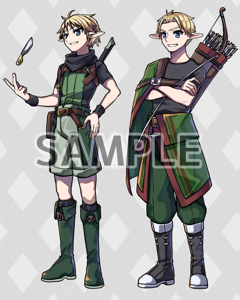 ファンタジーキャラクター 立ち絵素材 エルフ冒険者(男性)