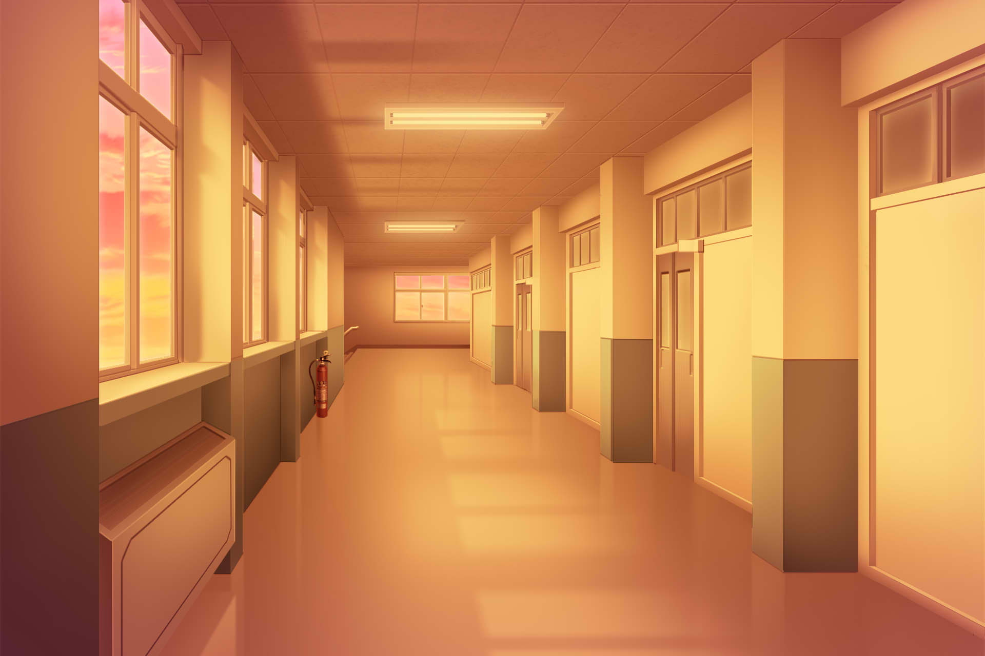 単品5種背景素材v43学校廊下
