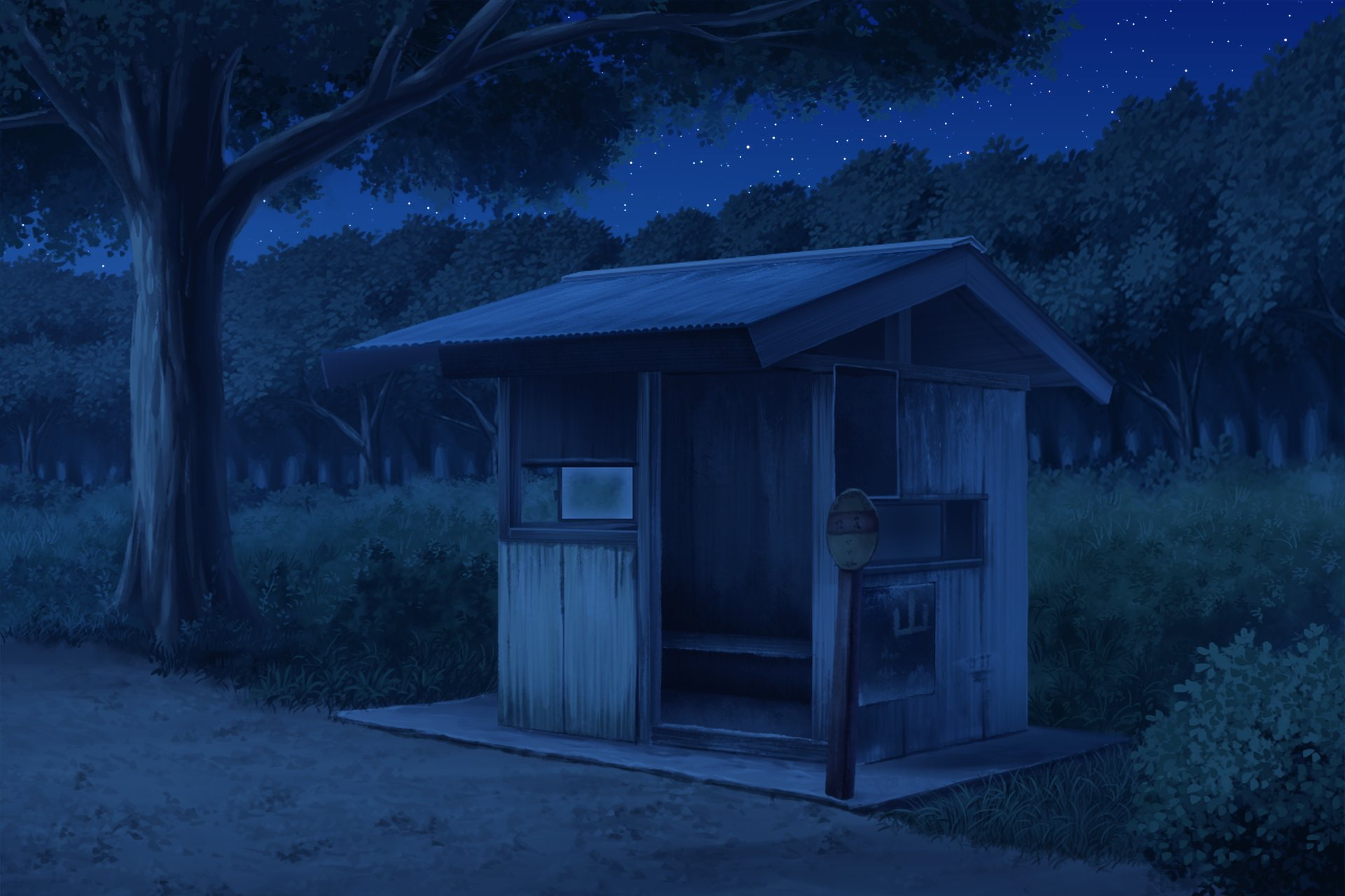 単品5種背景素材v54b田舎のバス停