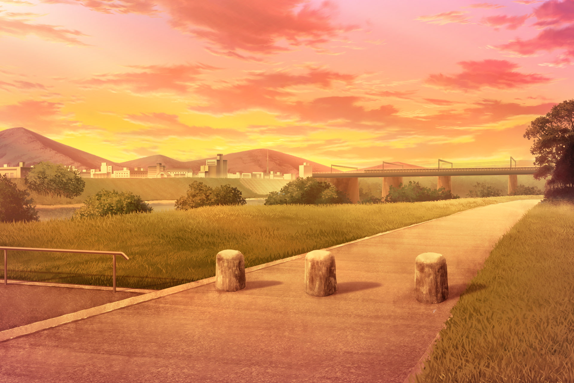 単品5種背景素材v60河川敷