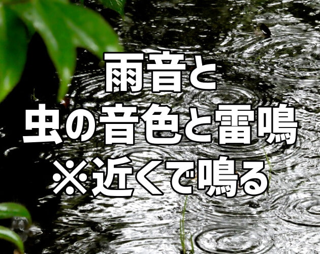 【音声素材】雨音と虫の音色と雷鳴