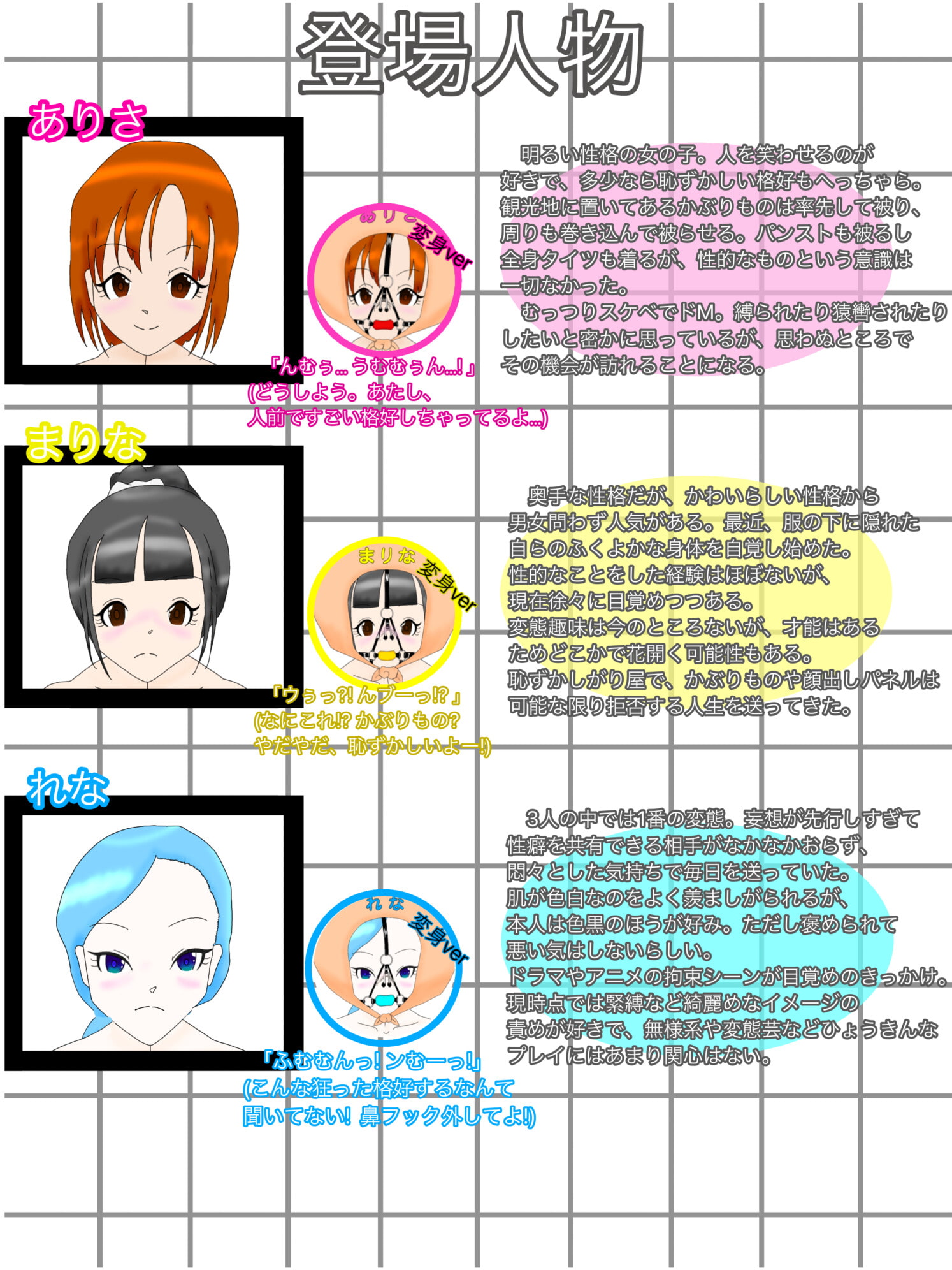 たこ焼きかぶりもの三人娘 〜首下箱拘束放置〜