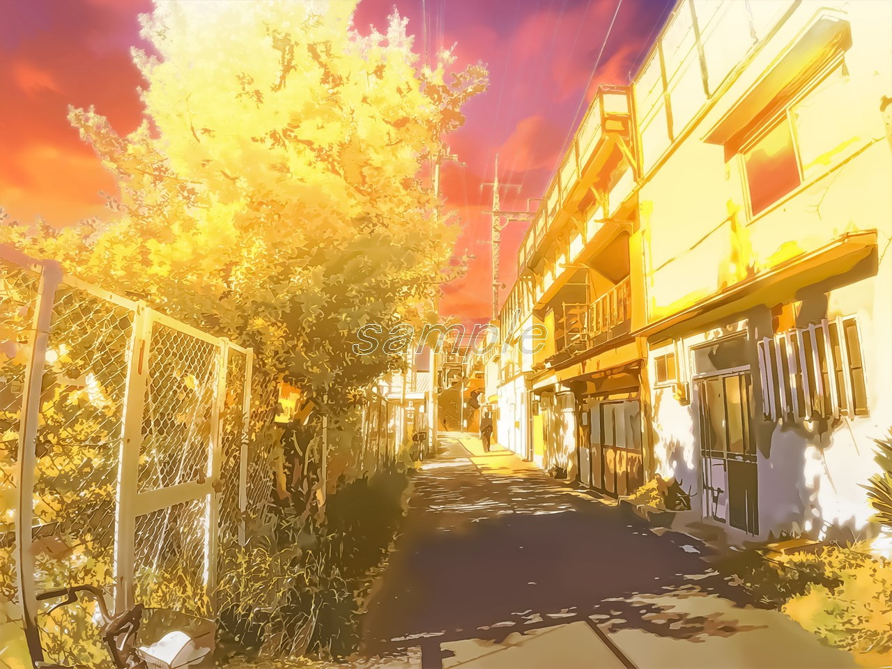 高架下の道【背景素材_夕方差分+空くり抜きセット】