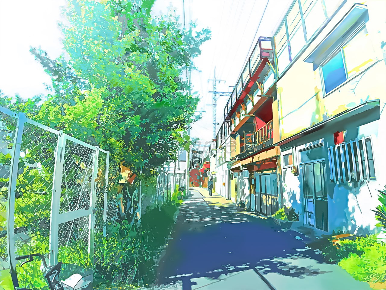 高架下の道【背景素材_夕方差分+空くり抜きセット】