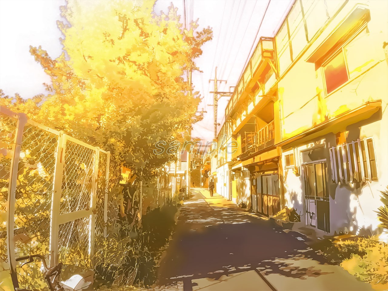 高架下の道【背景素材_夕方差分+空くり抜きセット】