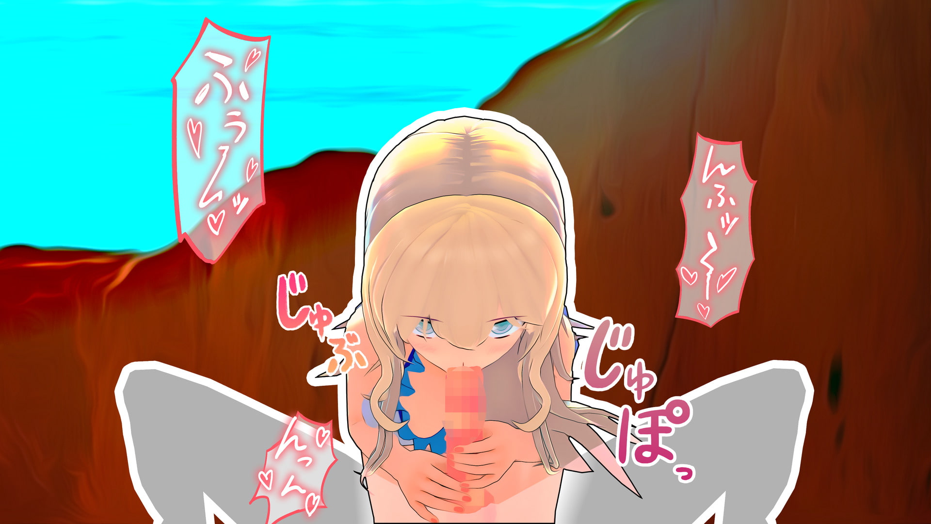 ビーチの岩陰で水着彼女と生フェラ&中出しセックス