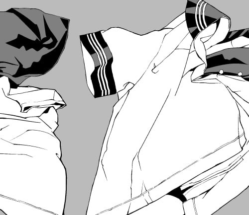 素材をどうぞ『散らかったセーラー服』