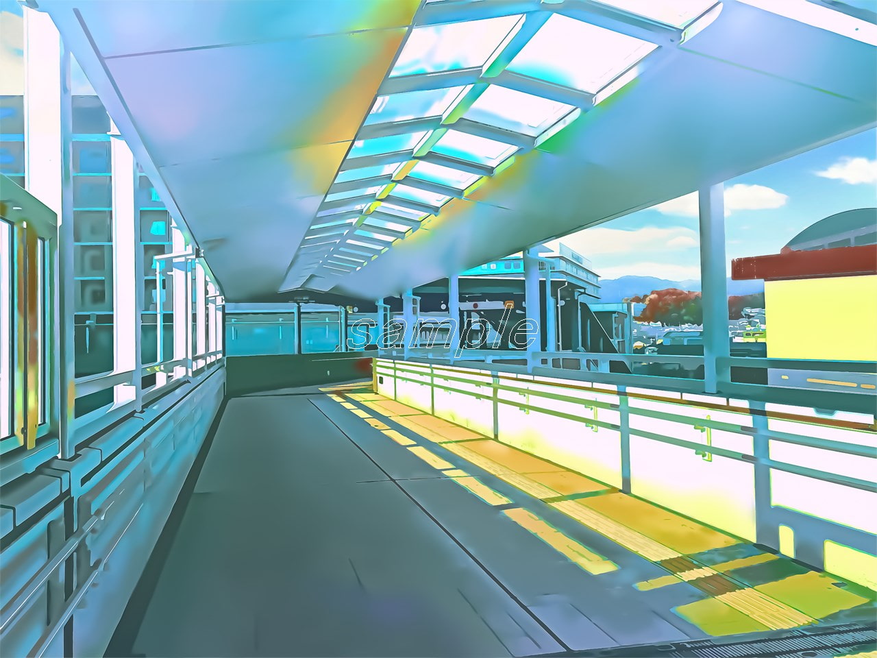 駅の通路【背景素材_夕方差分+空くり抜きセット】