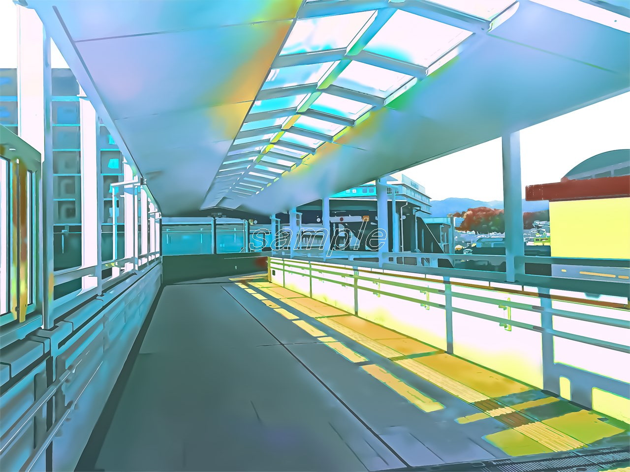 駅の通路【背景素材_夕方差分+空くり抜きセット】