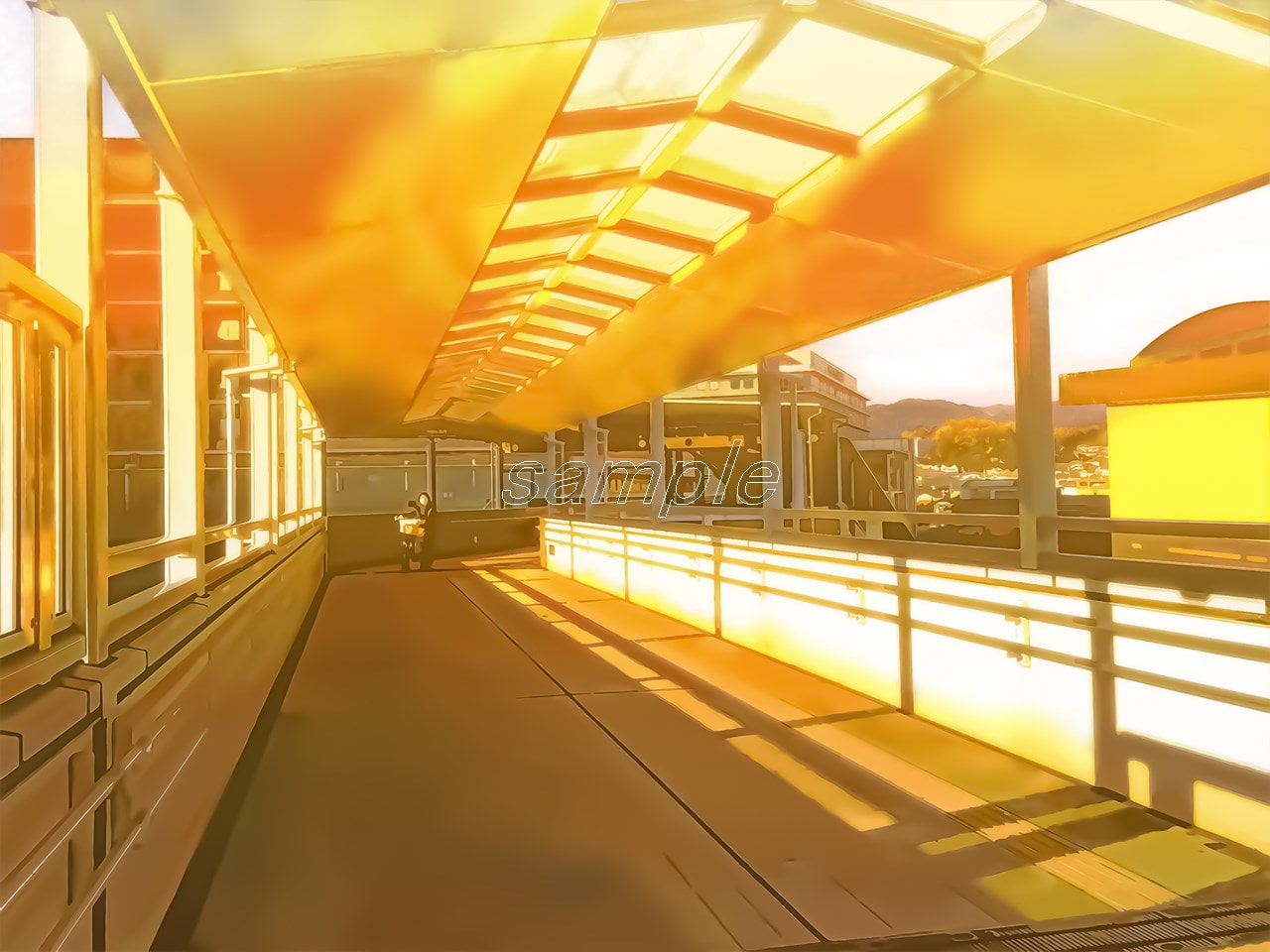 駅の通路【背景素材_夕方差分+空くり抜きセット】